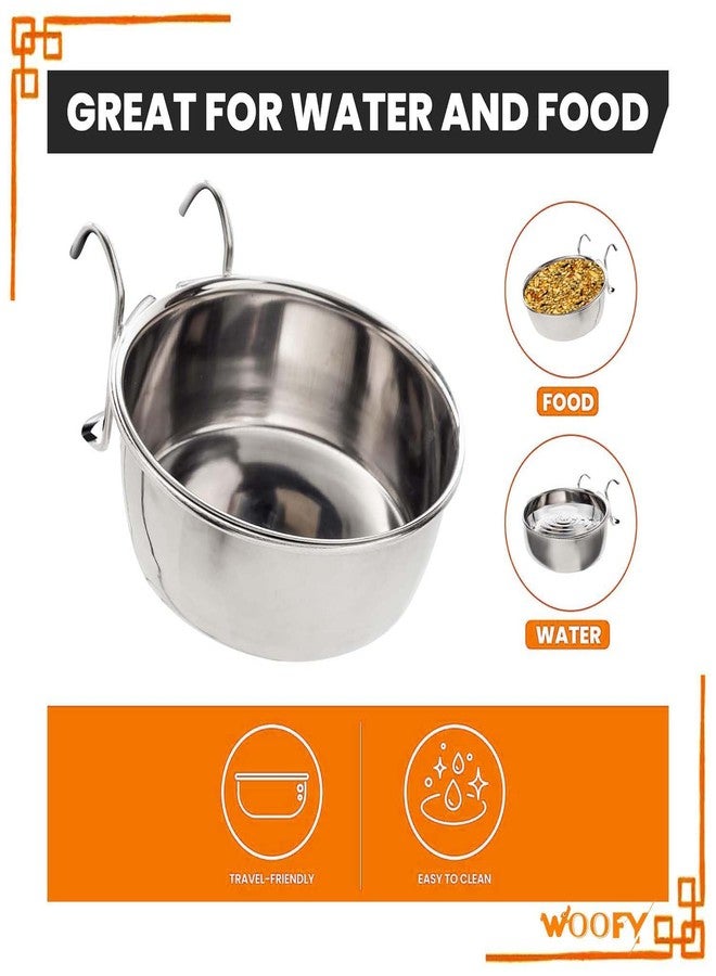 Pups&Pets Bird Stainless Steel Bowl | Parrot Feeding and Watering Premium Hanging Bowls | Feeder Bowl with Holder for All Birds - 250ML (Pack of 2PCS) - Image 3